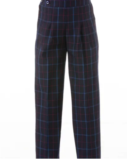 Girls Slacks Navy Check